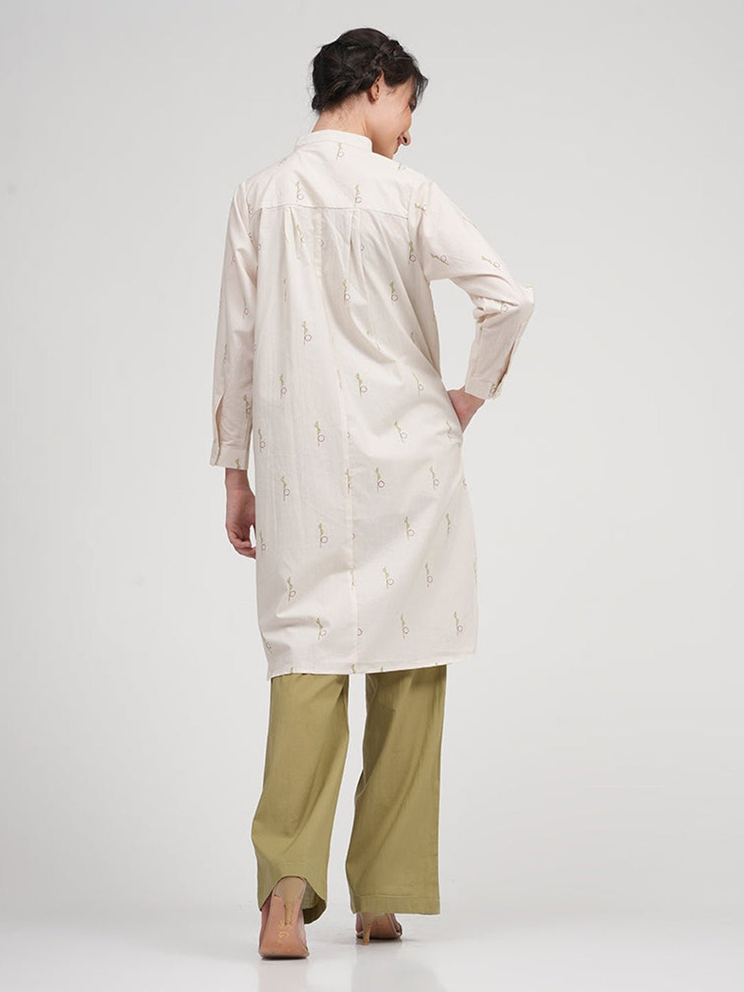 Co - ord SetOrganic Cotton Block Printed Button Down Overlay Slip Top with Overlay with Trousers 3 - Piece Co - ords SetSaltpetre