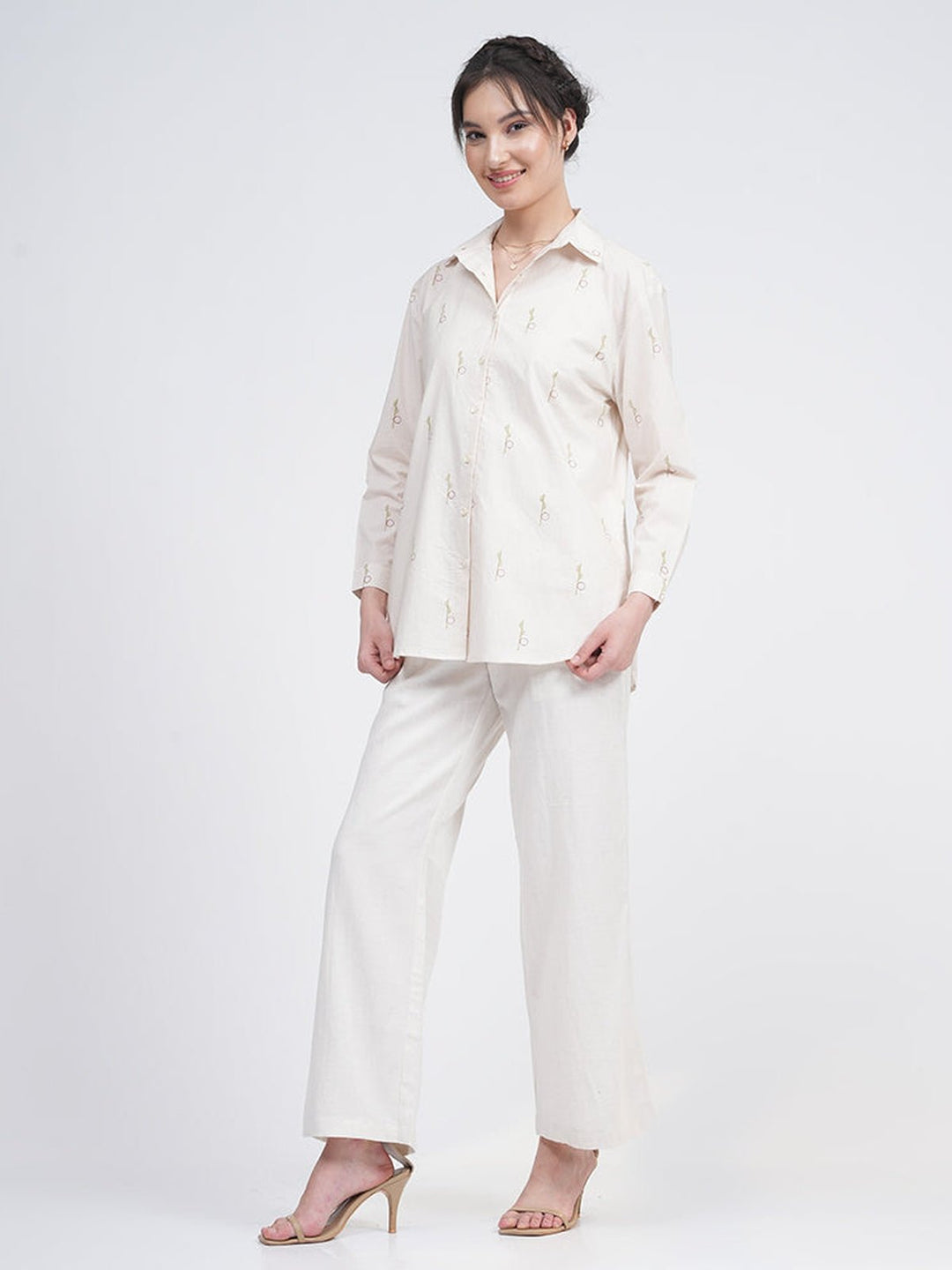 Co - ord SetOrganic Cotton Block Printed Jessica Shirt with Trousers Co - ords SetSaltpetre