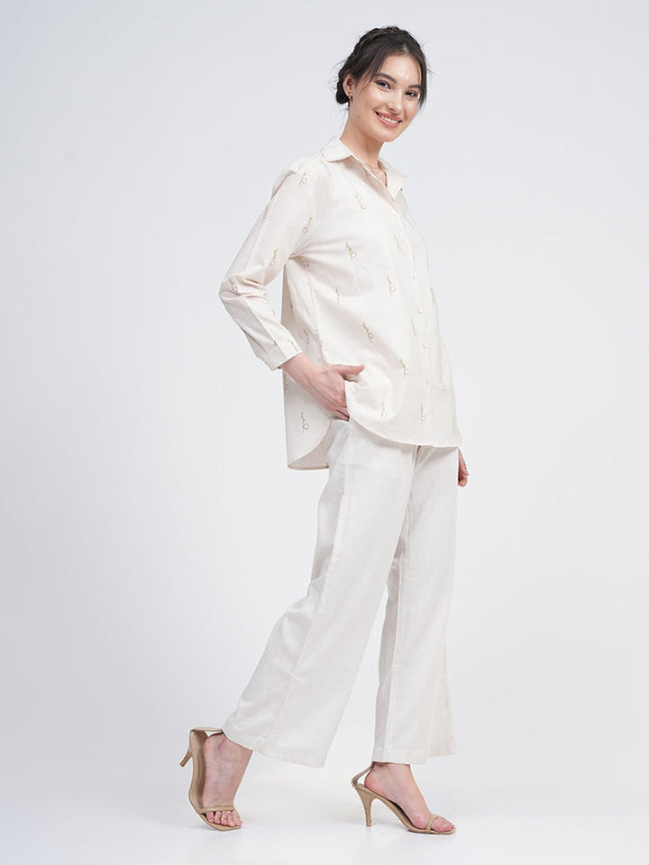 Co - ord SetOrganic Cotton Block Printed Jessica Shirt with Trousers Co - ords SetSaltpetre