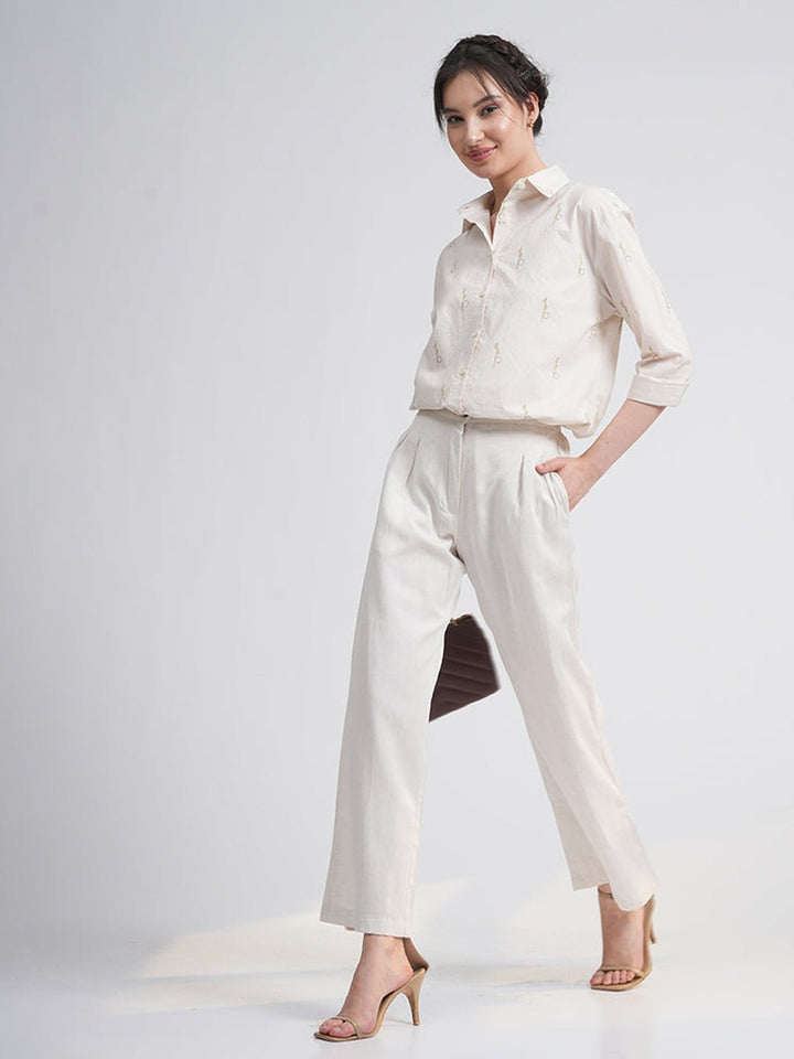 Co - ord SetOrganic Cotton Block Printed Jessica Shirt with Trousers Co - ords SetSaltpetre