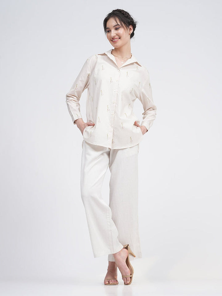 Co - ord SetOrganic Cotton Block Printed Jessica Shirt with Trousers Co - ords SetSaltpetre