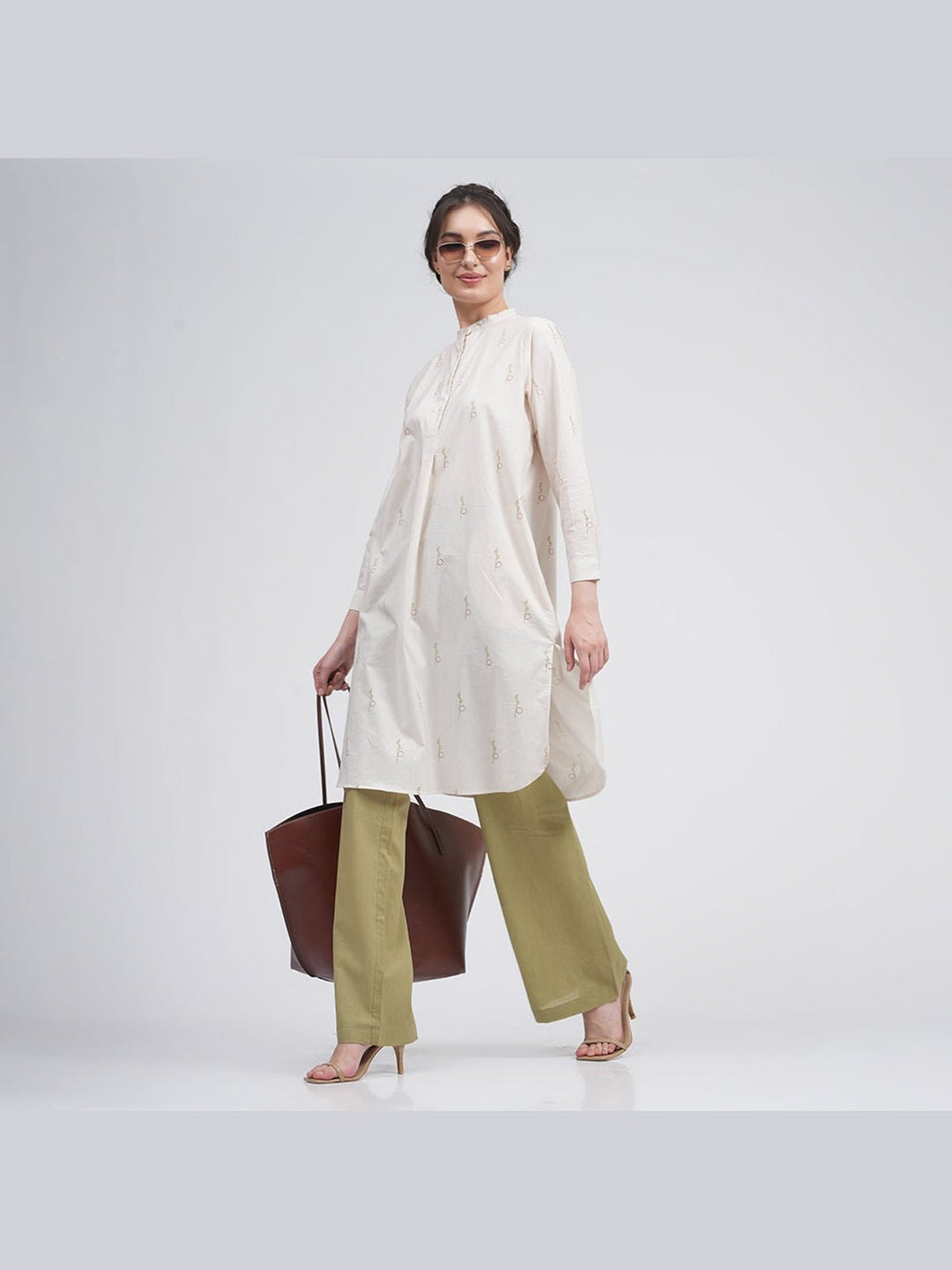 Co - ord SetOrganic Cotton Block Printed Pleated Tunic with Trousers Co - ord SetSaltpetre