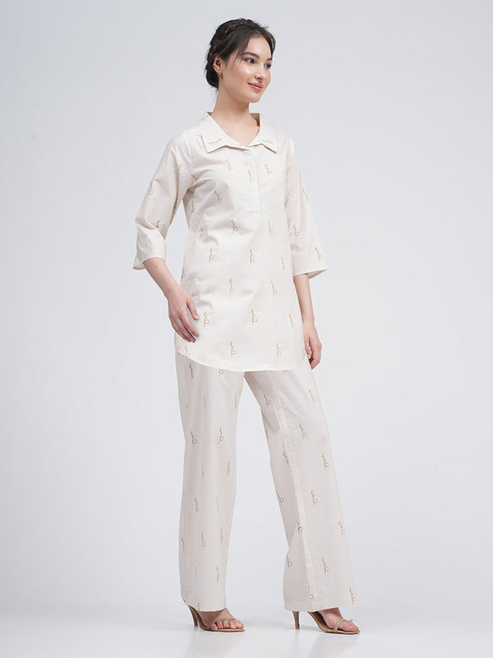 Co - ord SetOrganic Cotton Block Printed Skipper Collar Tunics & Trousers Co - ords SetSaltpetre