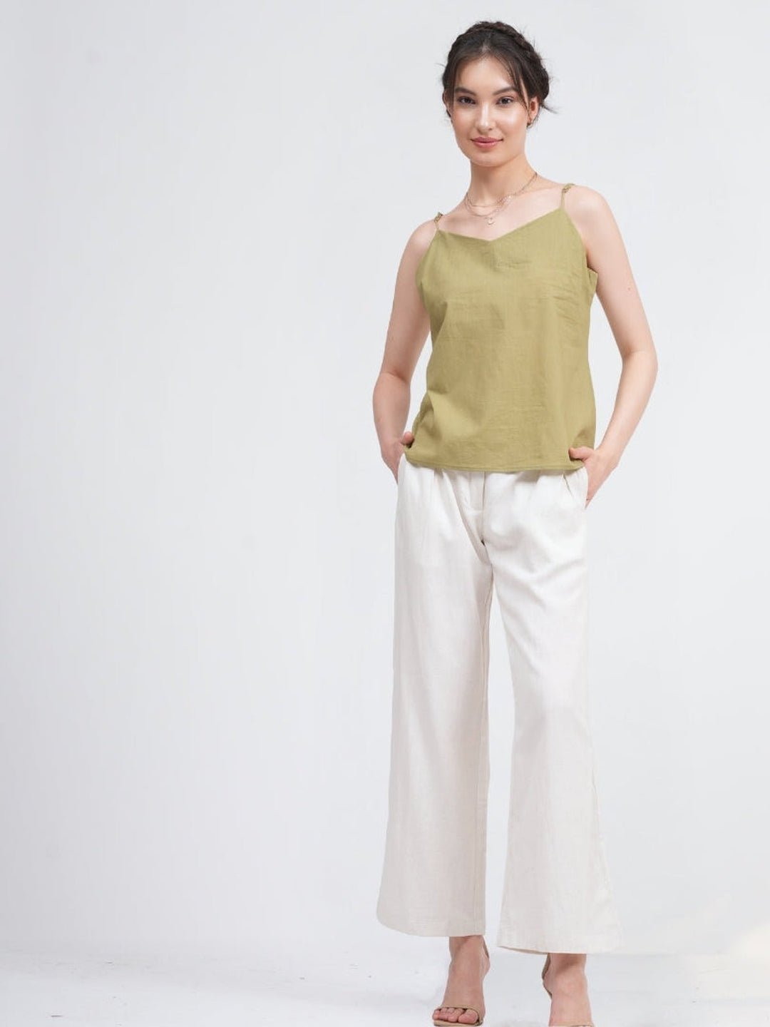 Co - ord SetOrganic Cotton Block Printed Slip Top with Trousers Co - ords SetSaltpetre