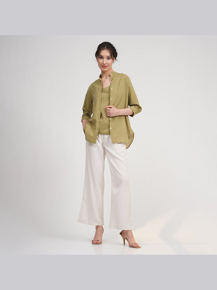 Co - ord SetOrganic Cotton Button Down Shirt with Slip Top and Tapered Trousers Co - ord SetSaltpetre