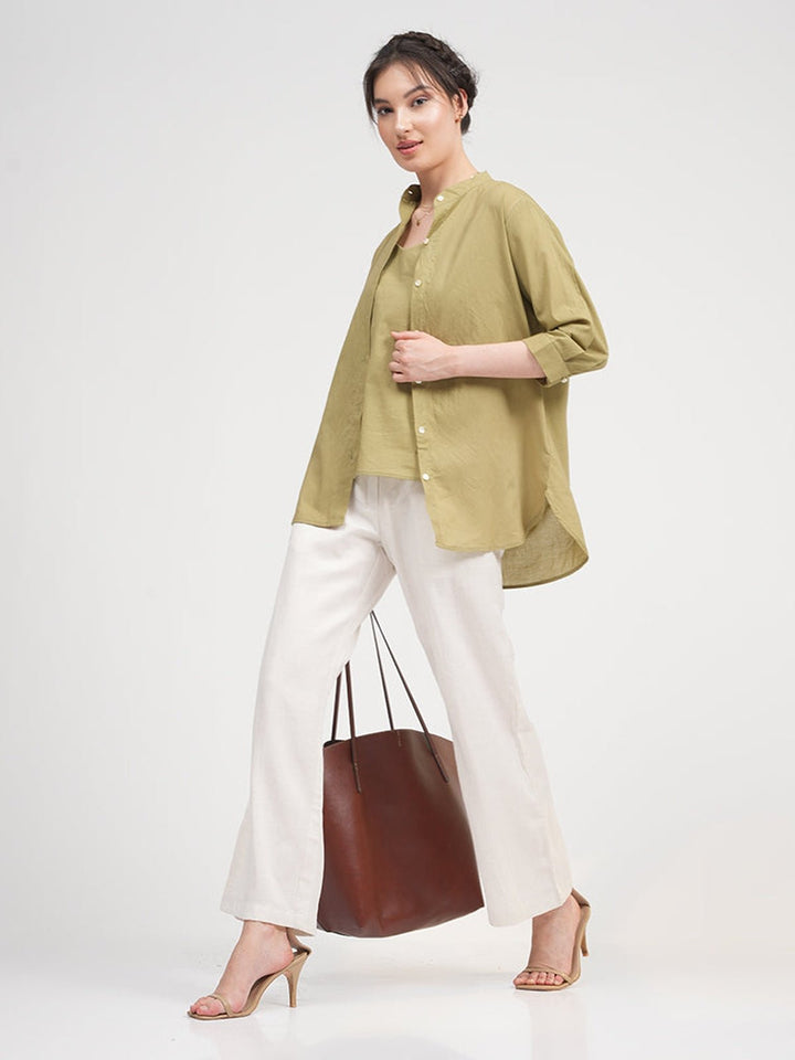 Co - ord SetOrganic Cotton Button Down Shirt with Slip Top and Tapered Trousers Co - ord SetSaltpetre