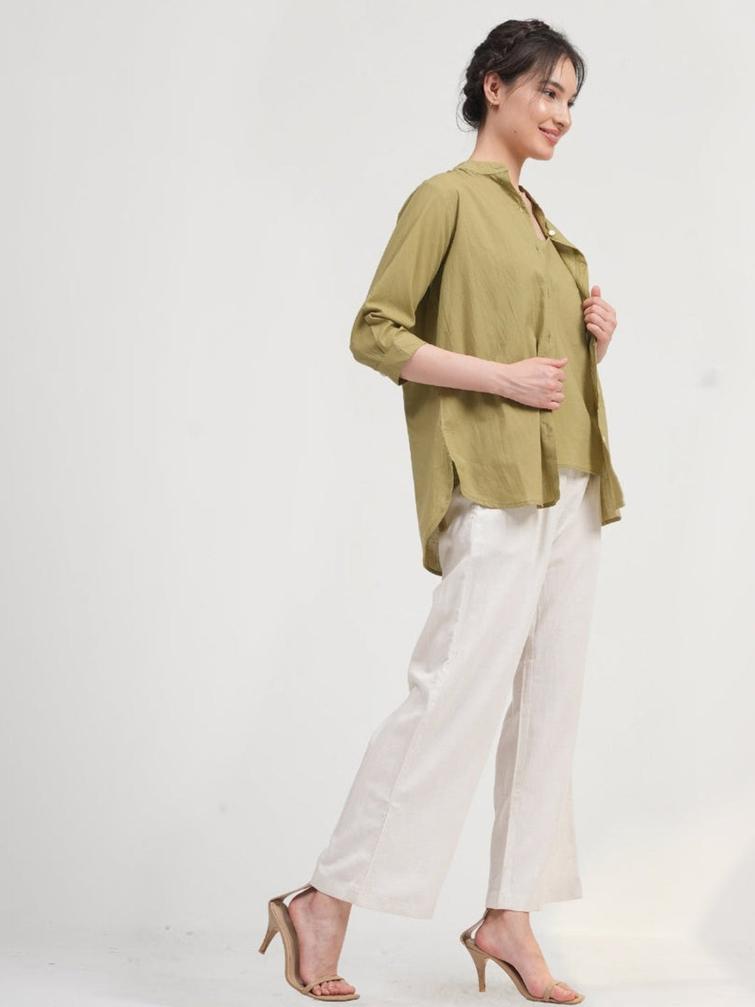 Co - ord SetOrganic Cotton Button Down Shirt with Slip Top and Tapered Trousers Co - ord SetSaltpetre