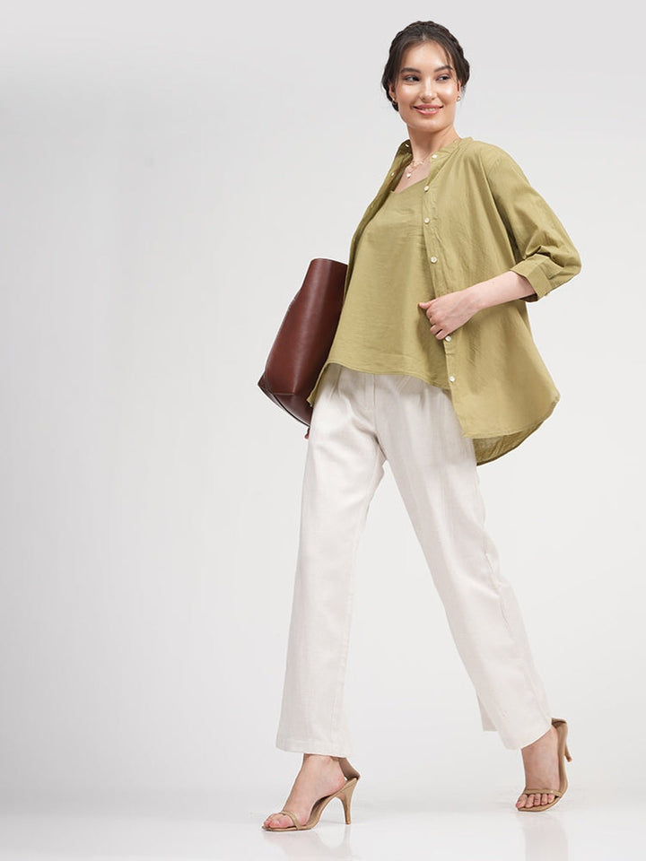 Co - ord SetOrganic Cotton Button Down Shirt with Slip Top and Tapered Trousers Co - ord SetSaltpetre