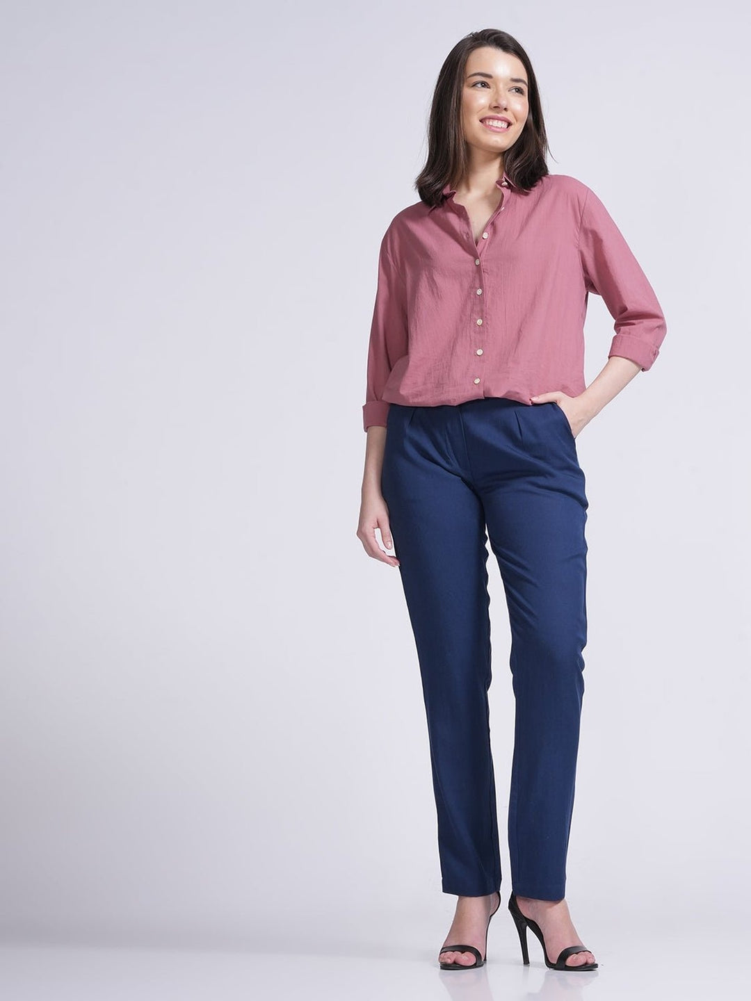 Co - ord SetOrganic Cotton Solid Jessica Shirt with Trousers Co - ord SetSaltpetre