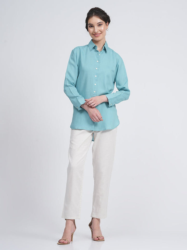 Co - ord SetOrganic Cotton Solid Jessica Shirt with Trousers Co - ord SetSaltpetre