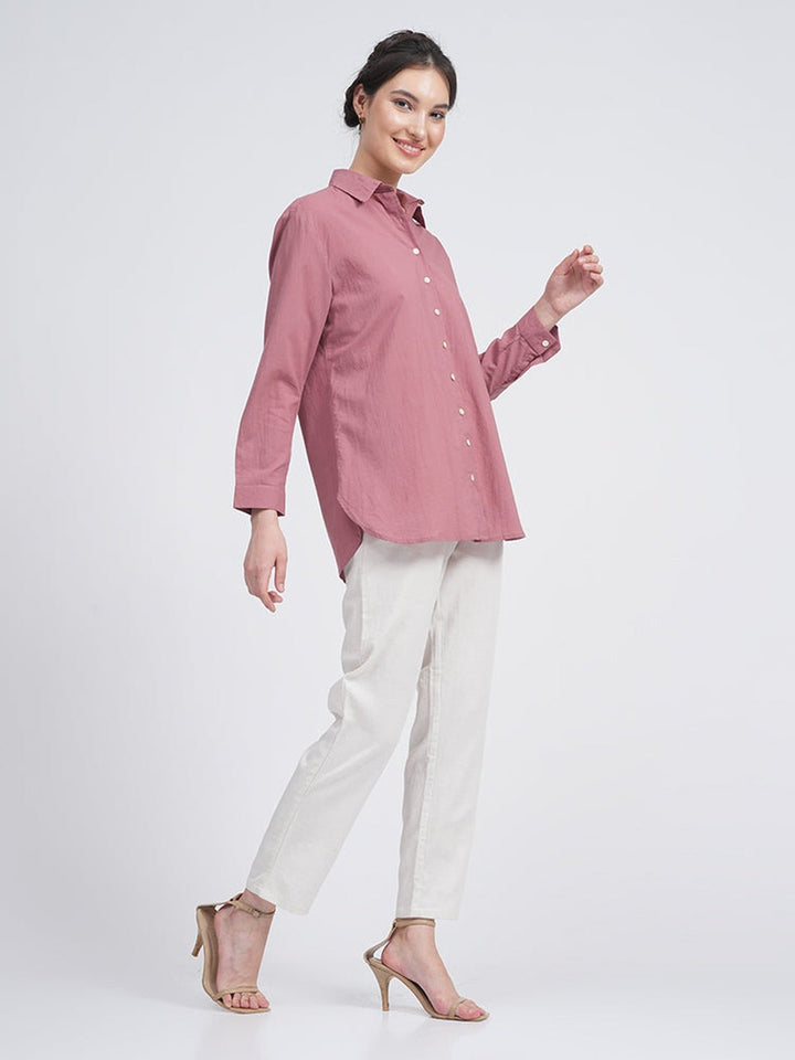 Co - ord SetOrganic Cotton Solid Jessica Shirt with Trousers Co - ord SetSaltpetre