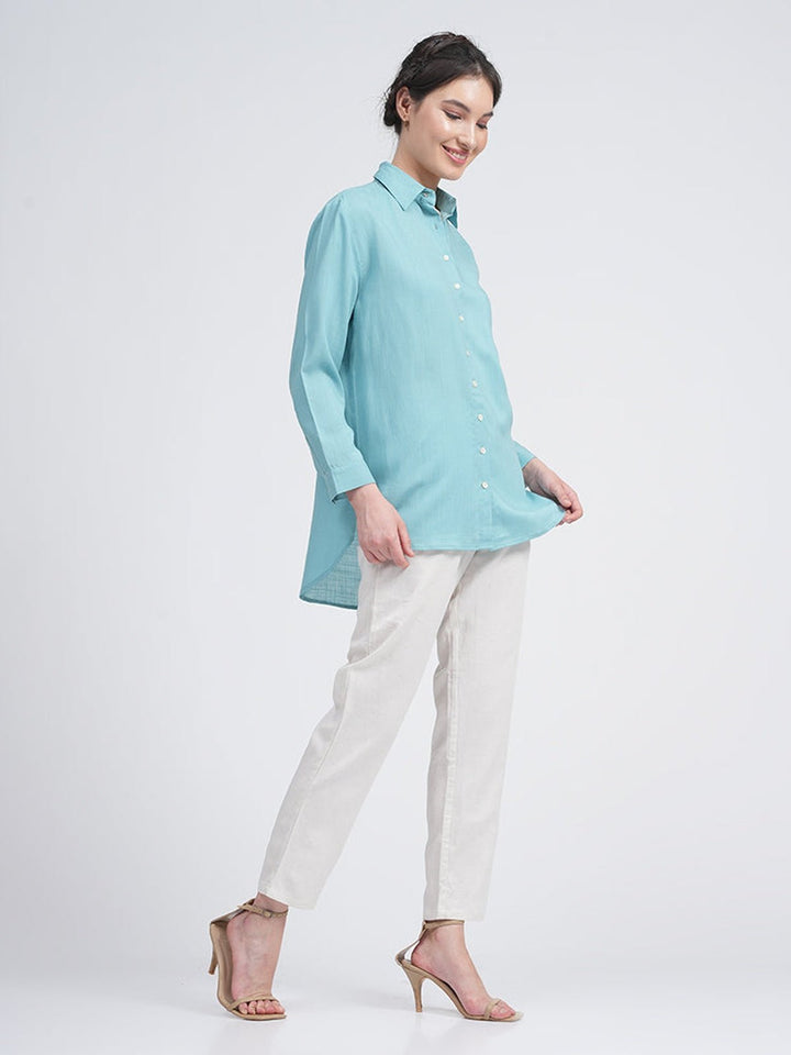 Co - ord SetOrganic Cotton Solid Jessica Shirt with Trousers Co - ord SetSaltpetre