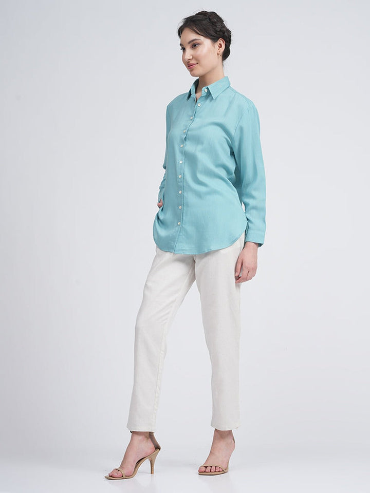 Co - ord SetOrganic Cotton Solid Jessica Shirt with Trousers Co - ord SetSaltpetre