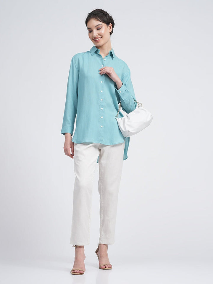 Co - ord SetOrganic Cotton Solid Jessica Shirt with Trousers Co - ord SetSaltpetre