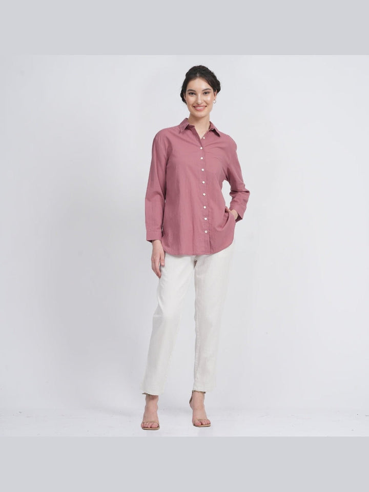 Co - ord SetOrganic Cotton Solid Jessica Shirt with Trousers Co - ord SetSaltpetre