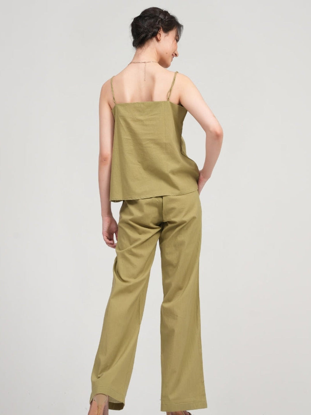 Co - ord SetOrganic Cotton Solid Slip Top with Trousers Co - ords SetSaltpetre