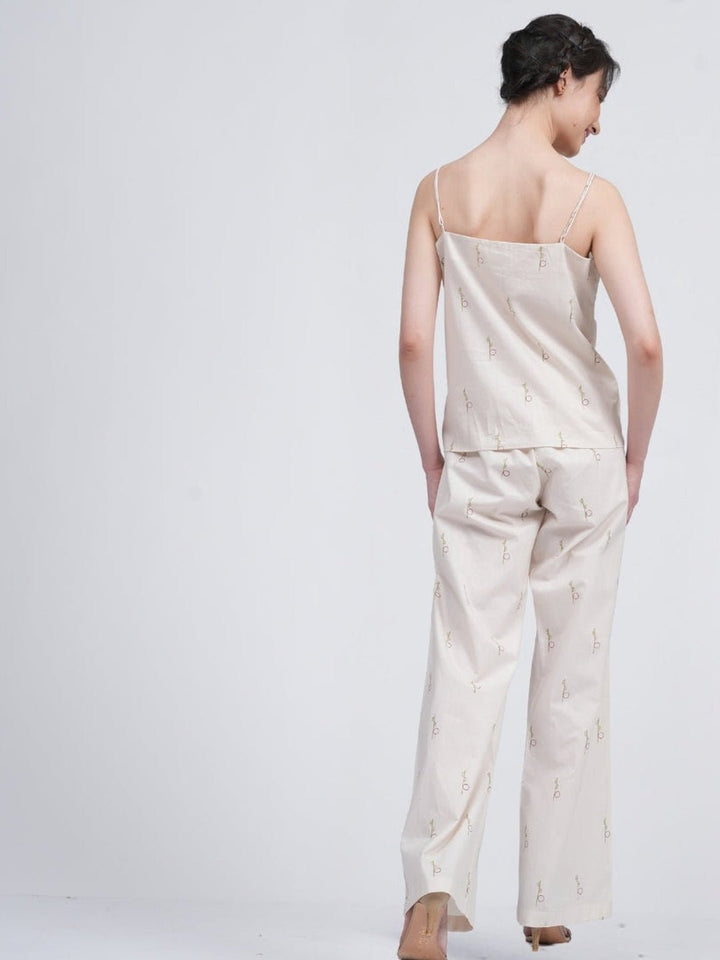 Co - ord SetOrganic Cotton Solid Slip Top with Trousers Co - ords SetSaltpetre