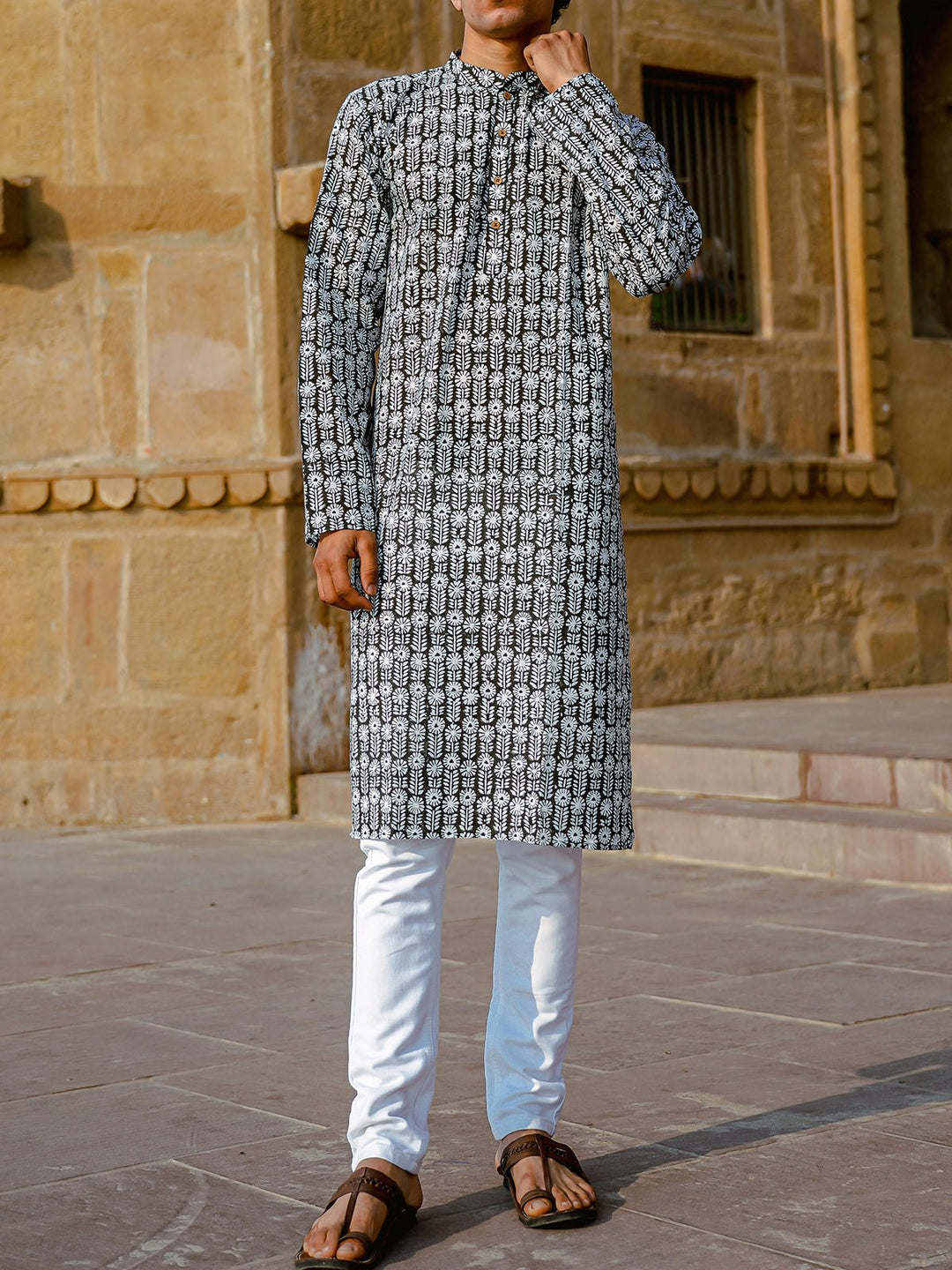 Shirts & T - shirtsPalmette Hand - Block Kurta BlackKalp