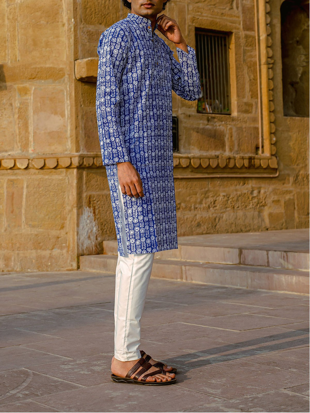 Shirts & T - shirtsPalmette Hand - Block Kurta BlueKalp