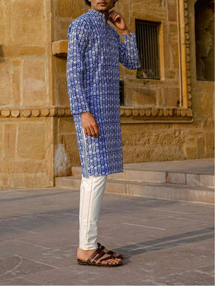 Shirts & T - shirtsPalmette Hand - Block Kurta BlueKalp