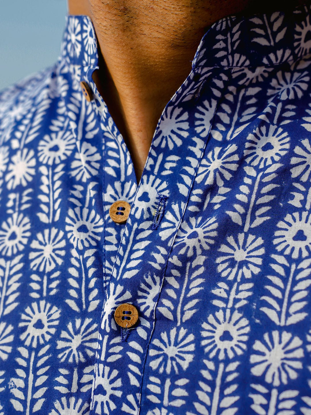 Shirts & T - shirtsPalmette Hand - Block Kurta BlueKalp