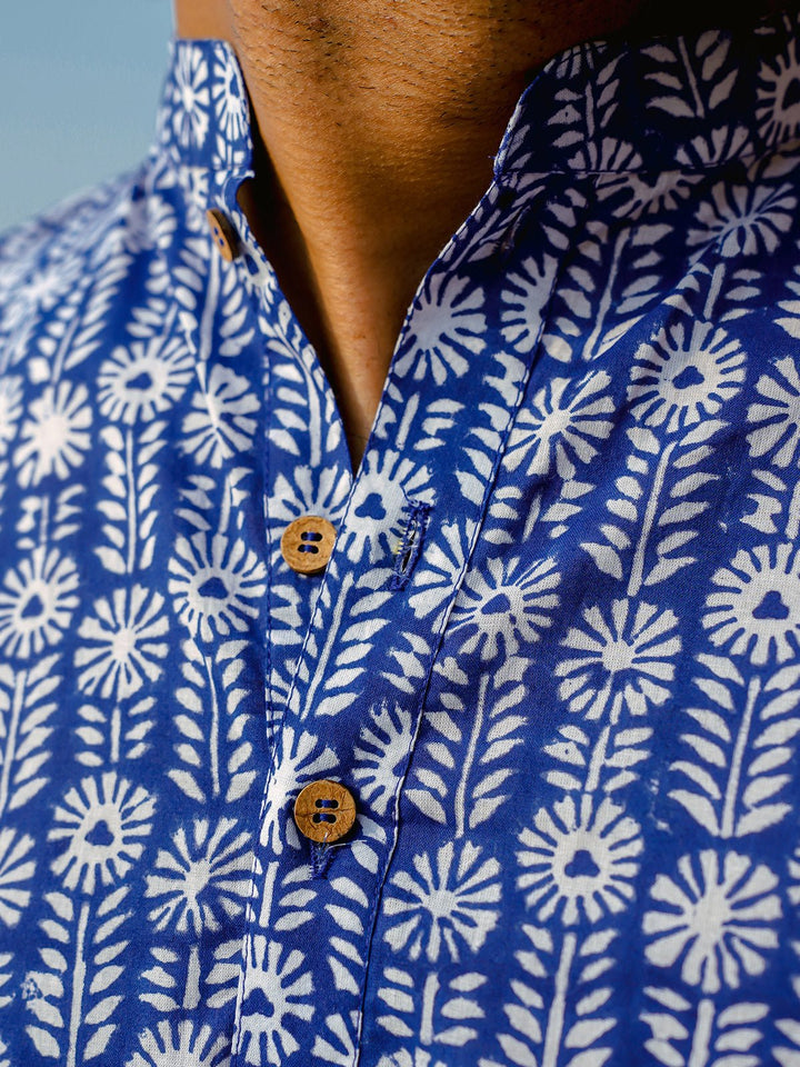 Shirts & T - shirtsPalmette Hand - Block Kurta BlueKalp