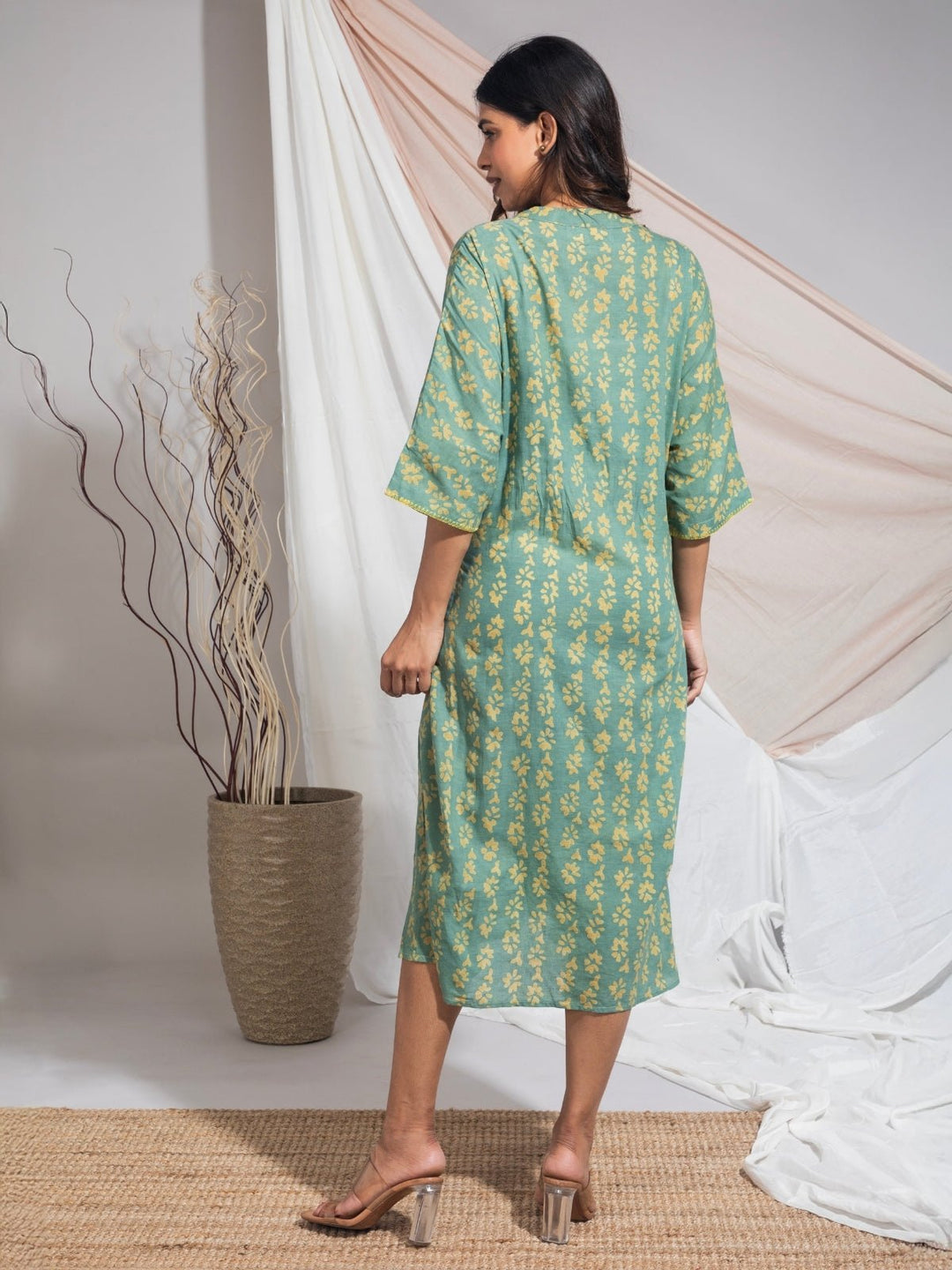 Paromita Hand Woven Batik Cotton Dress - Natural Indigo | Flourish Paromita Hand Woven Batik Cotton Dress - Natural Indigo | Flourish