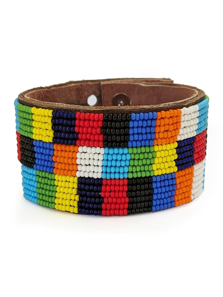 JewelryPatchwork Multi Beaded Leather CuffSwahili Coast