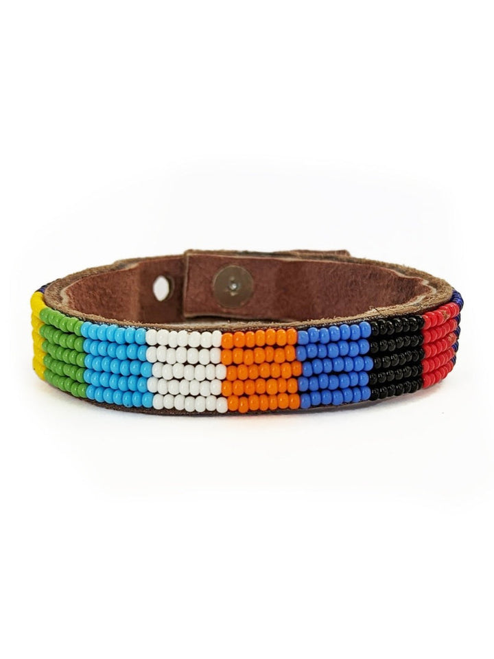 JewelryPatchwork Multi Beaded Leather CuffSwahili Coast