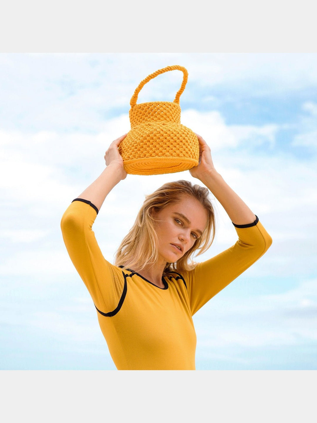 BagsPETITE NAGA Macrame Vessel Basket Bag in Sunshine YellowBrunnaCo