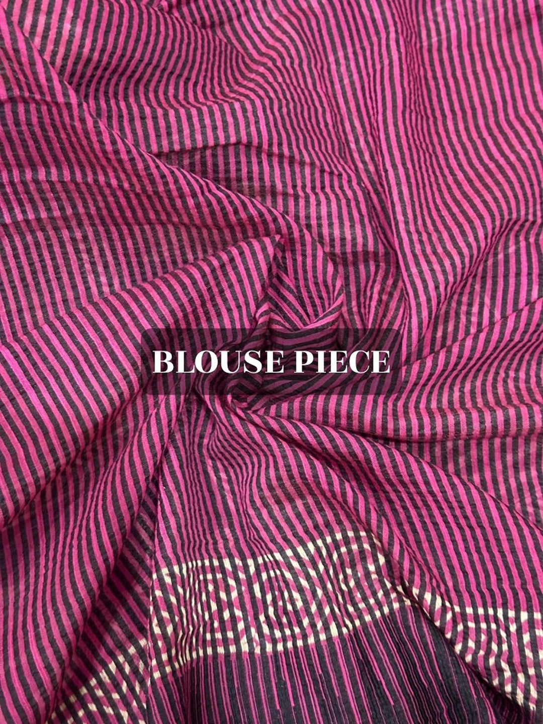 SareesPhool Kali Pink Hand Block Printed Katan silk Linen SareePolki by Bhagwati SareesFlourish Planet