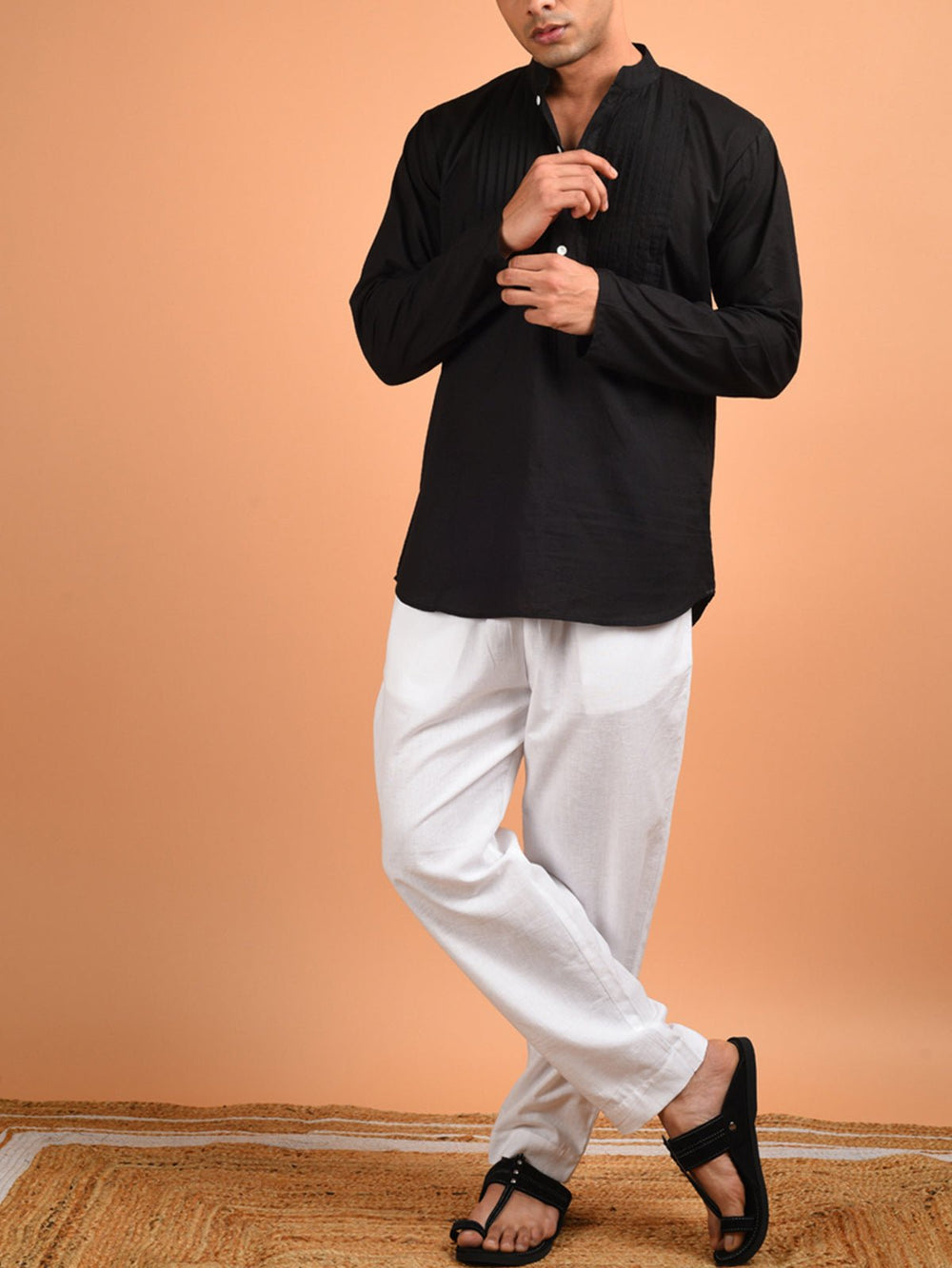 Shirts & T - shirtsPin Tuck Shirt Kurta BlackKalp