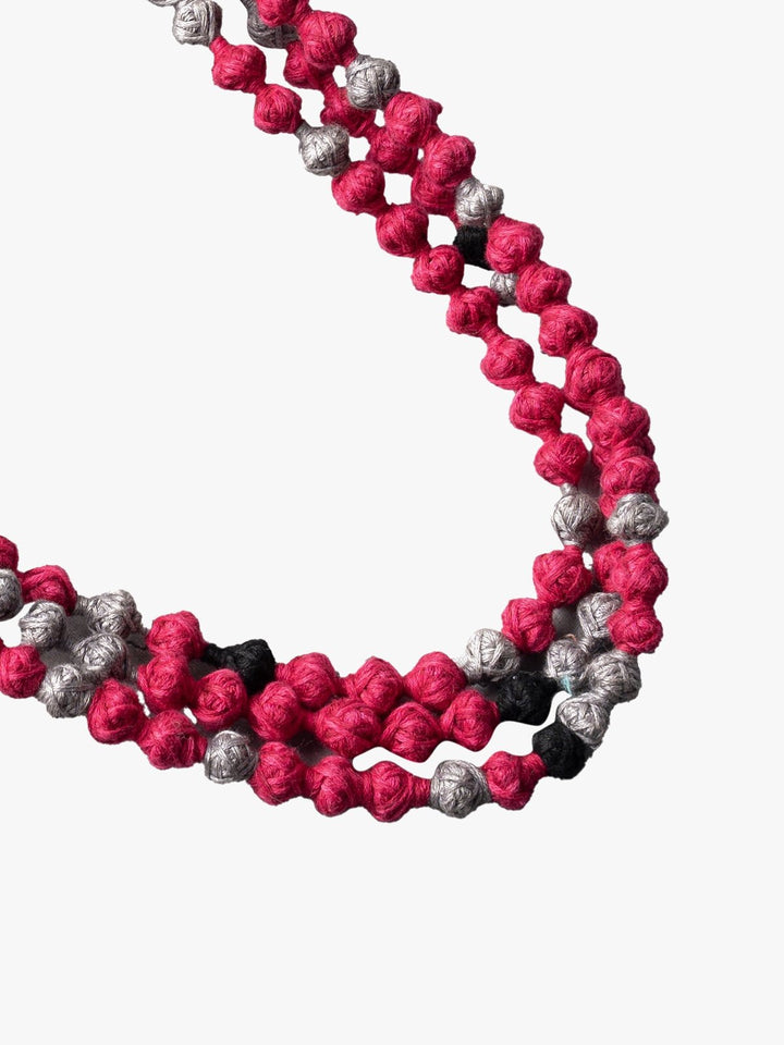 NecklacePink & Grey Patwa Thread Bead Necklace with Tassel ClosureKaladoraFlourish Planet