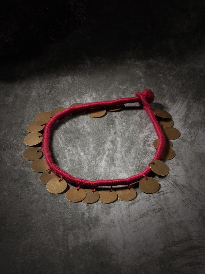 AnkletPink Patwa Thread Anklet with Coin CharmsKaladoraFlourish Planet