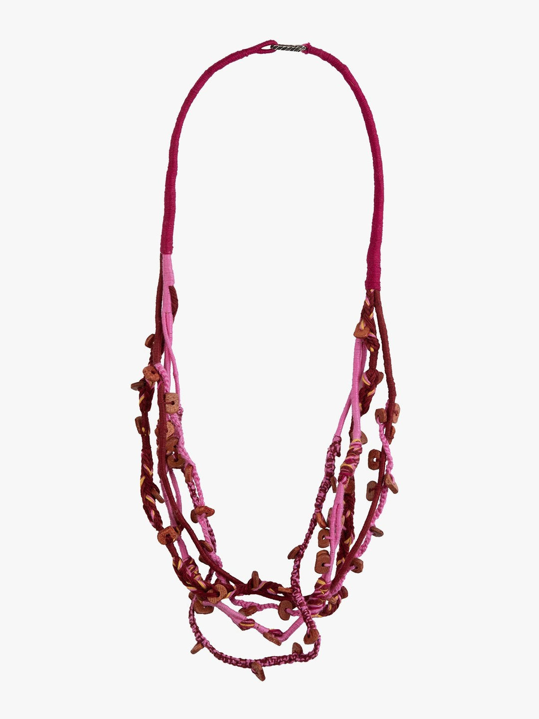 NecklacePink Patwa Thread Necklace with Natural Wood AccentsKaladoraFlourish Planet