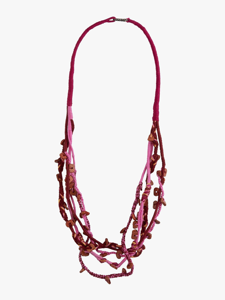NecklacePink Patwa Thread Necklace with Natural Wood AccentsKaladoraFlourish Planet