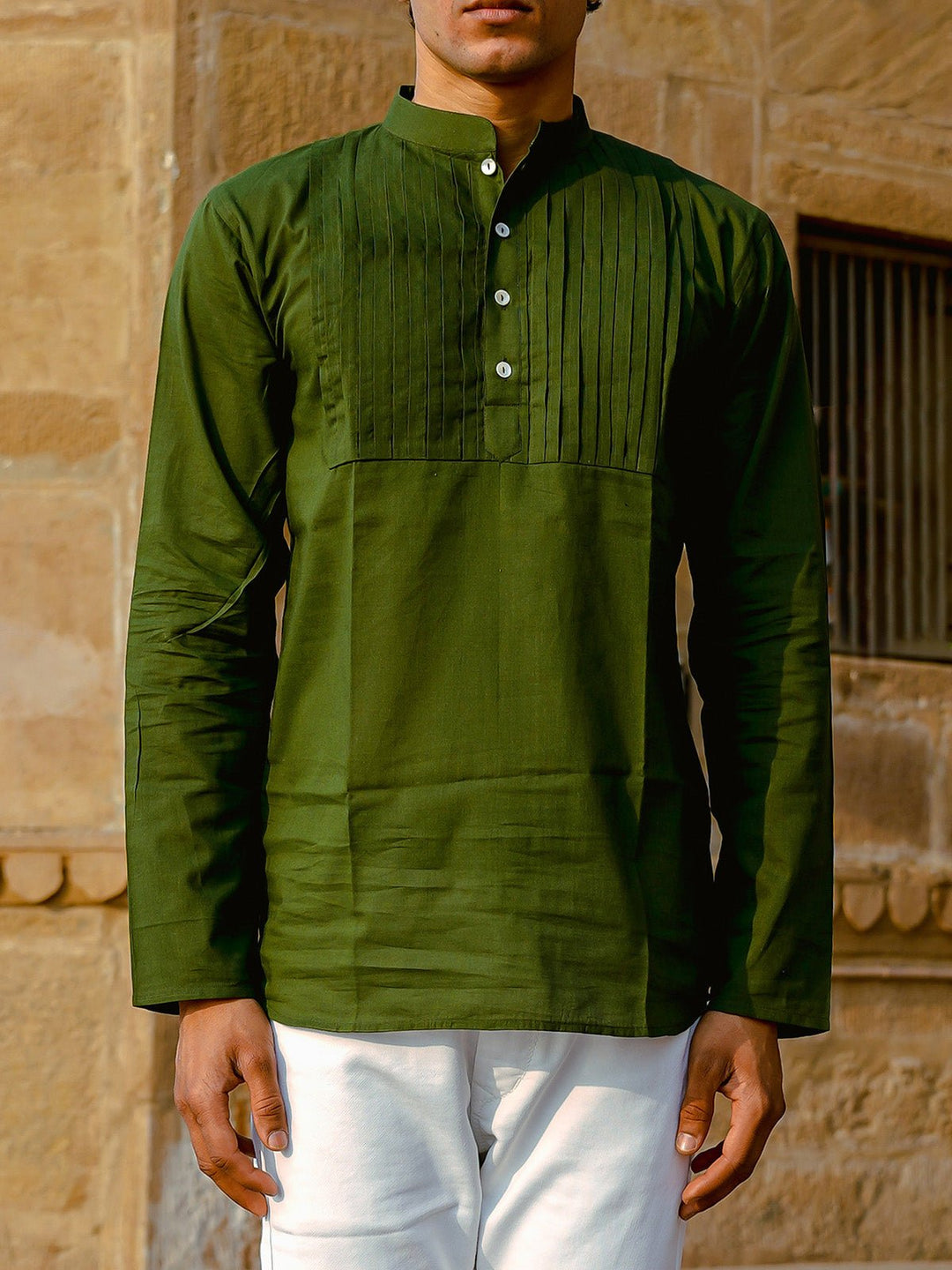 Shirts & T - shirtsPintuck Short Kurta Forest GreenKalp