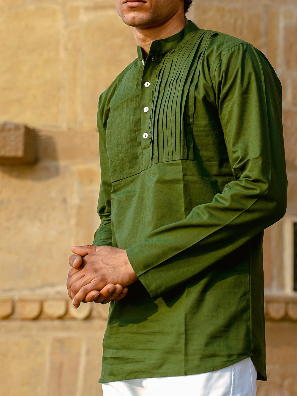 Shirts & T - shirtsPintuck Short Kurta Forest GreenKalp