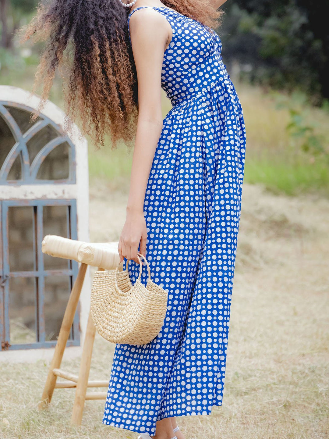 DressesPolka Dot Maxi Dress BlueStudio 242