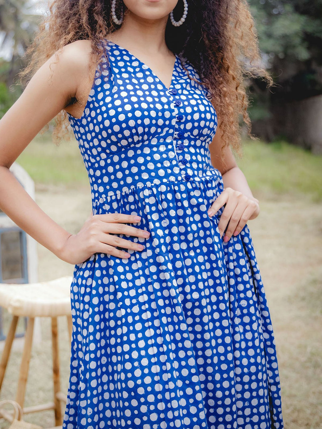 Polka Dot Maxi Dress Blue | Flourish Planet Polka Dot Maxi Dress Blue | Flourish Planet
