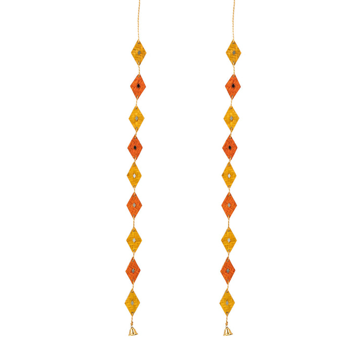 Home DecorRang Handcrafted Bamboo Door / Wall Hanging - set of 2 (Orange)GreenkraftFlourish Planet