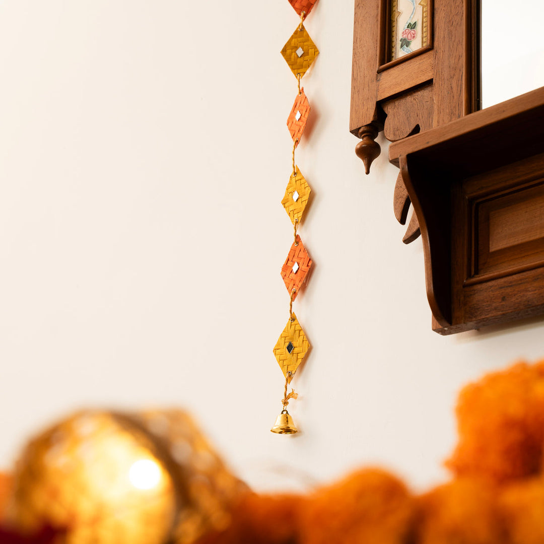 Home DecorRang Handcrafted Bamboo Door / Wall Hanging - set of 2 (Orange)GreenkraftFlourish Planet