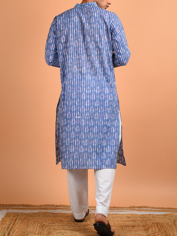 Shirts & T - shirtsRashid Block Printed Kurta BlueKalp