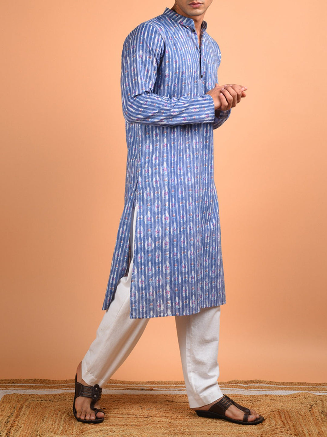 Shirts & T - shirtsRashid Block Printed Kurta BlueKalp