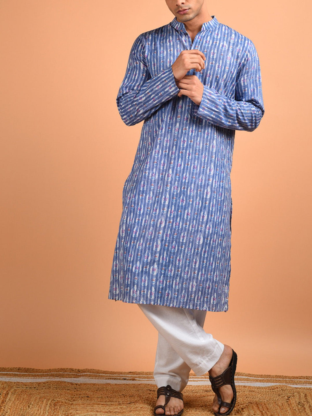 Shirts & T - shirtsRashid Block Printed Kurta BlueKalp