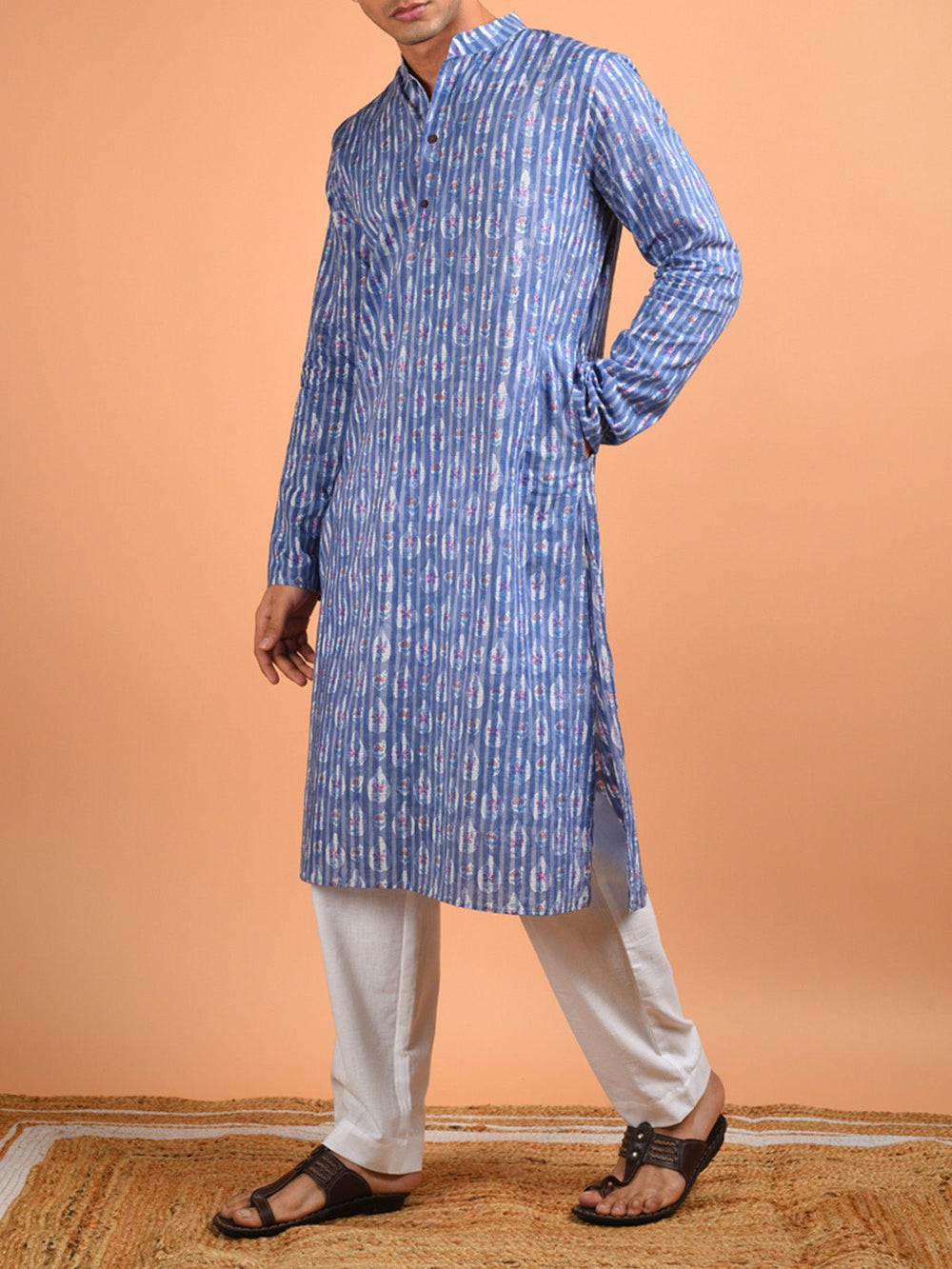 Shirts & T - shirtsRashid Block Printed Kurta BlueKalp