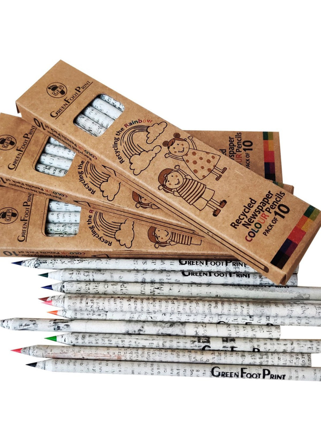 Stationery and OfficeRecycled Newspaper Color Pencils - Pack of 10x4GreenFootPrint