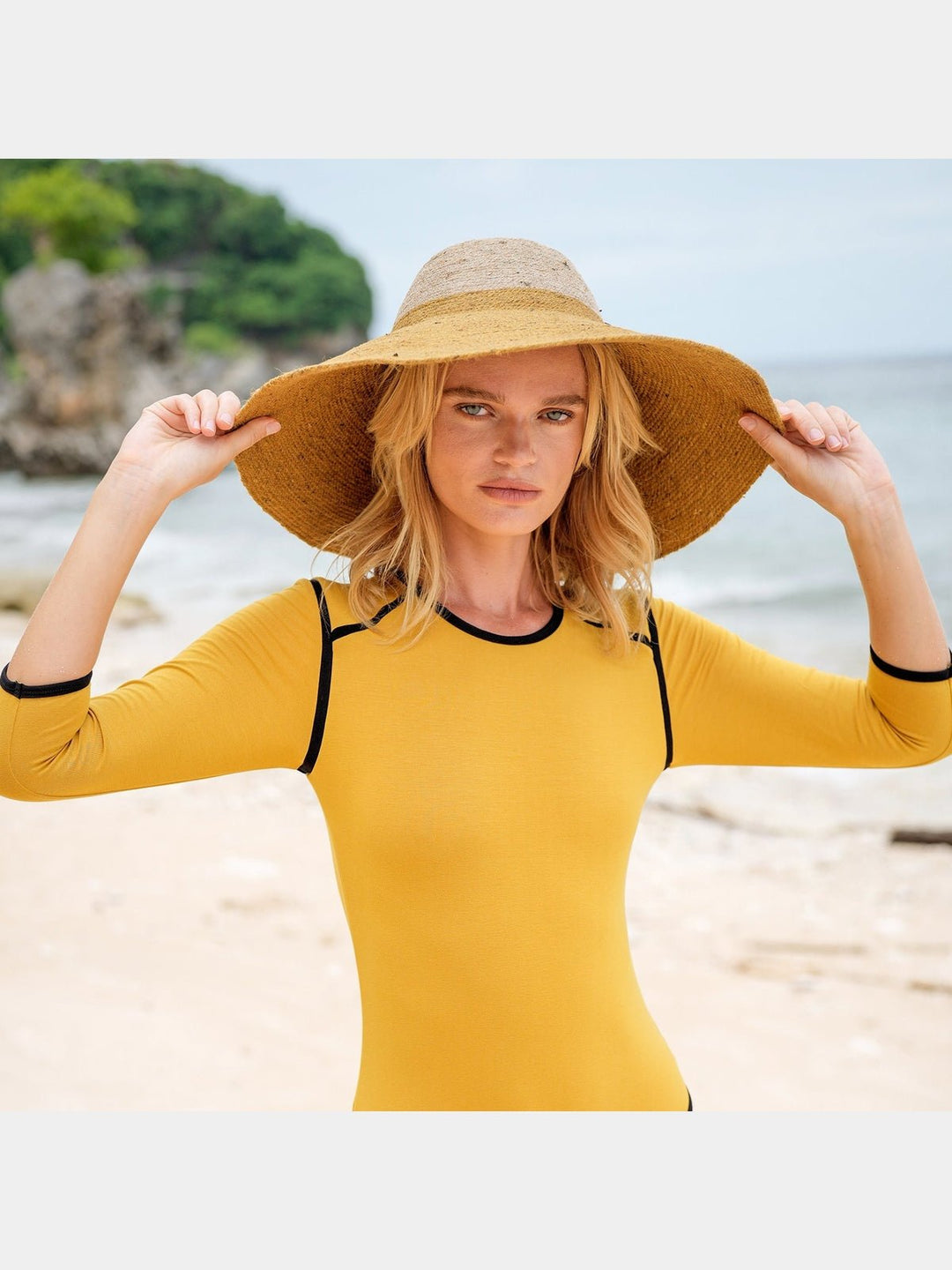 Personal AccessoriesRIRI DUO Jute Handwoven Straw Hat In Nude & Golden YellowBrunnaCo