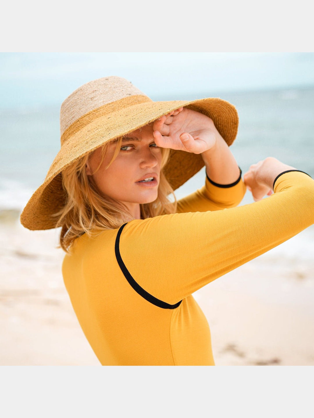 Personal AccessoriesRIRI DUO Jute Handwoven Straw Hat In Nude & Golden YellowBrunnaCo