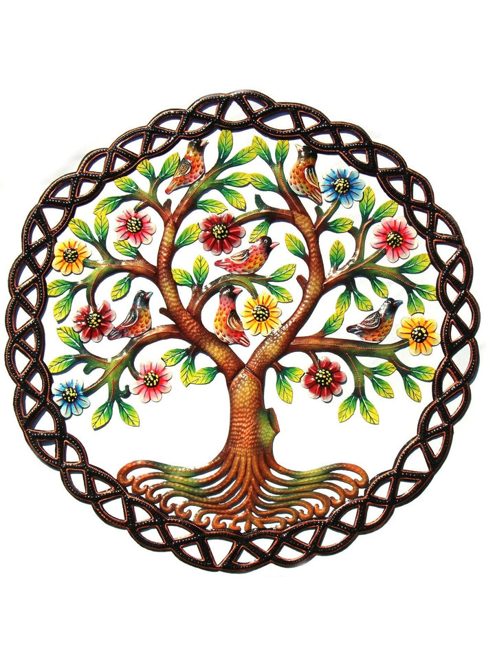 Home DecorRooted Tree of Life Braided Ring Painted Haitian Metal Drum Wall Art, 24"Global Crafts